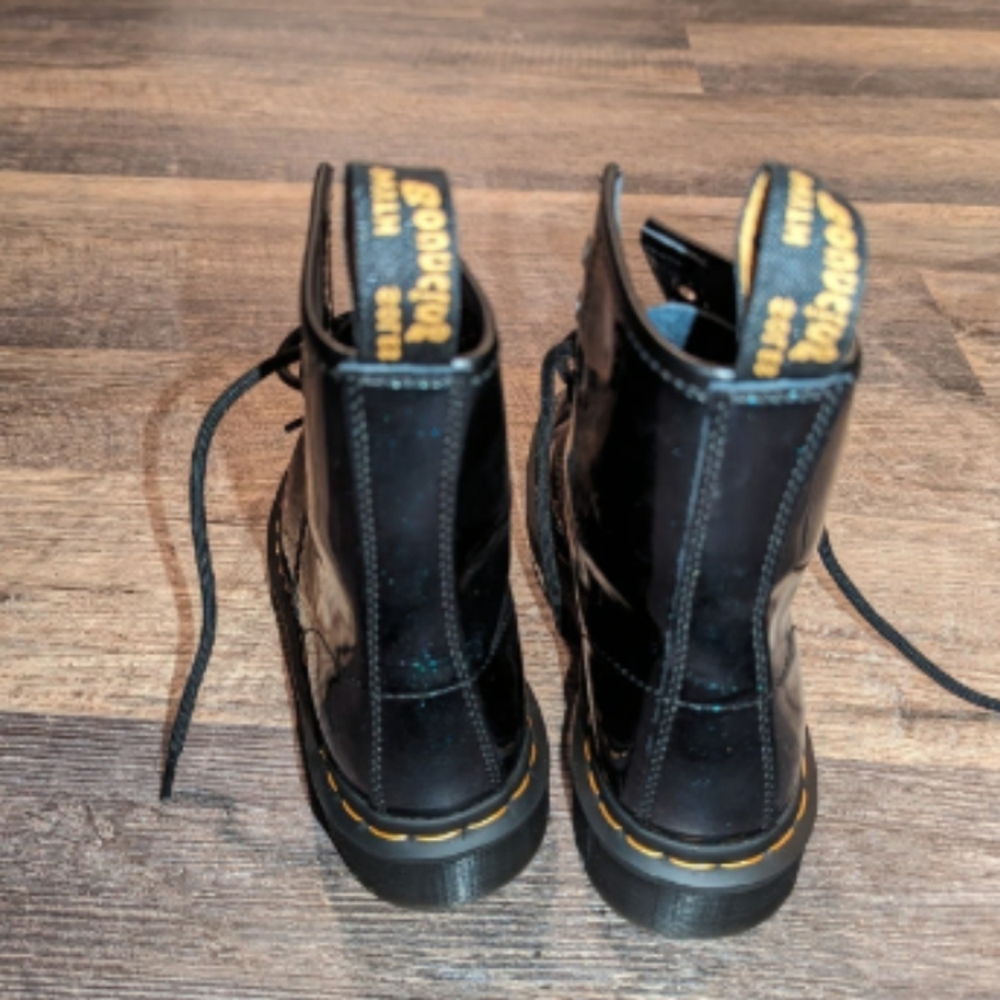 Dr. Martens Teal Sparkle 1460 Boots With Matching Purse - Picture 5 of 9